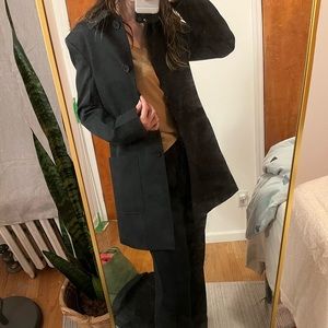 Theory Classic Black Crepe Straight Coat